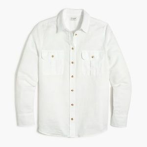 J. Crew White Linen-Cotton Button Up Utility Shirt